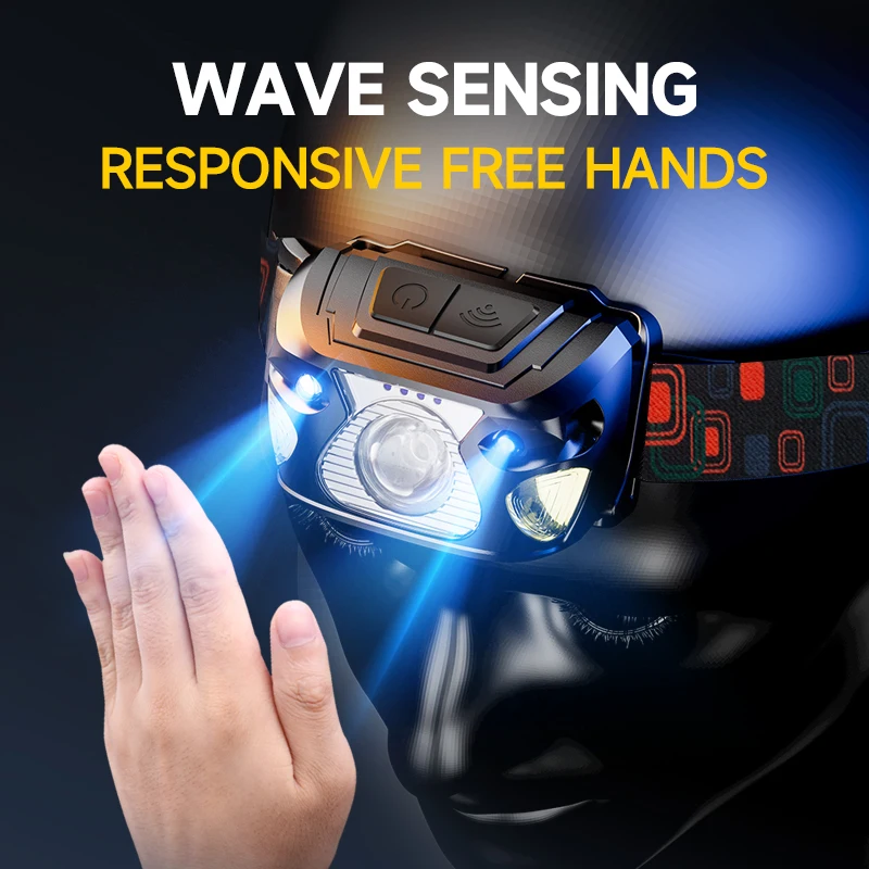 Led كشافات إضاءة قوية USB قابلة للشحن محس حركة المصباح المحمولة الصيد التخييم في الهواء الطلق رئيس مصباح العمل مصباح يدوي #6