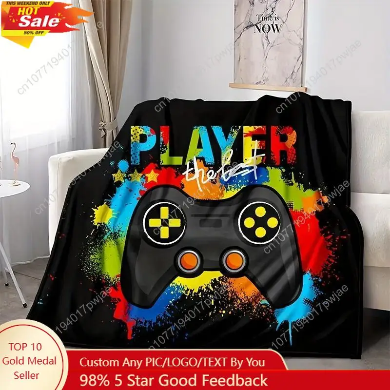 

Boys Game Blanket Comfortable Gamer Gift Blanket Game Arcade Bed Blanket Youth Game Room Decoration Plush Custom blankets