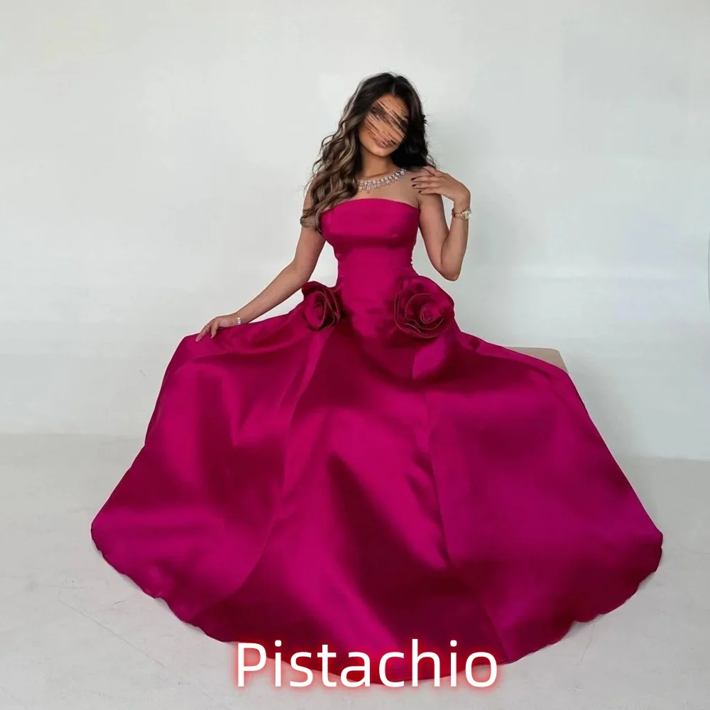 فستان حفلة موسيقية نسائي رائع مخصص بدون أكمام مزين بالزهور الساحرة فستان حورية البحر بدون حمالات للنساء ثوب مسائي