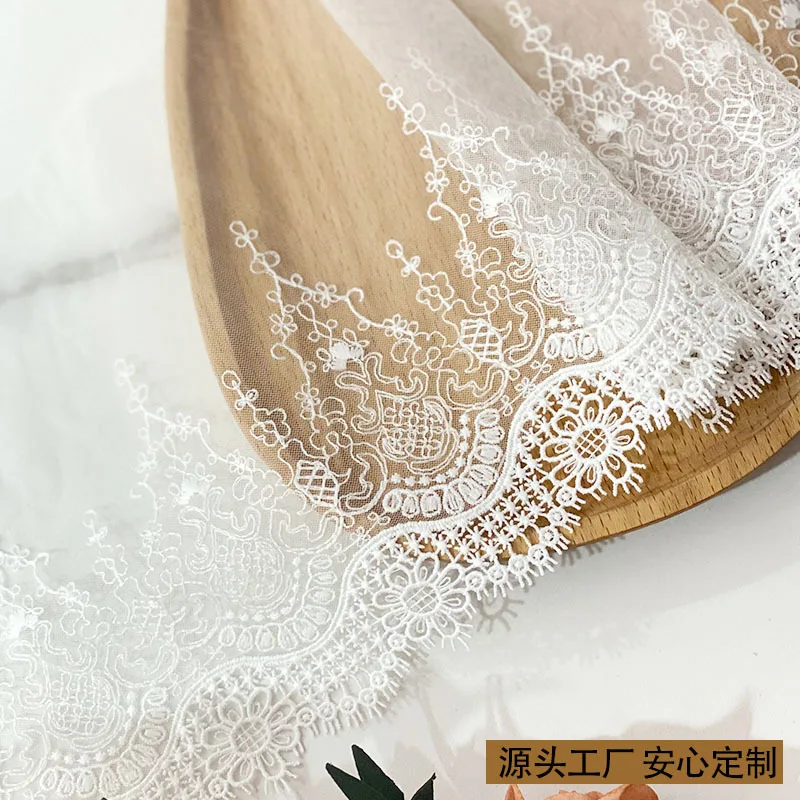 2 Yards 17cm wide Gold Polyester Soft Mesh Embroidery Lace Trimmings Dress Accessories Lace Fabric Sewing Crafts Doll Material