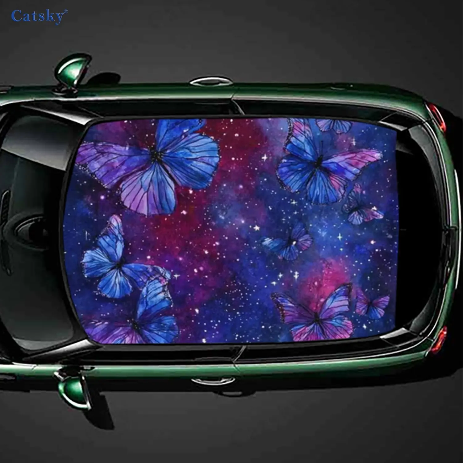 Starry sky butterfly PVC material self-adhesive waterproof car roof sticker, paste firm and anti-ultraviolet, waterproof and scr