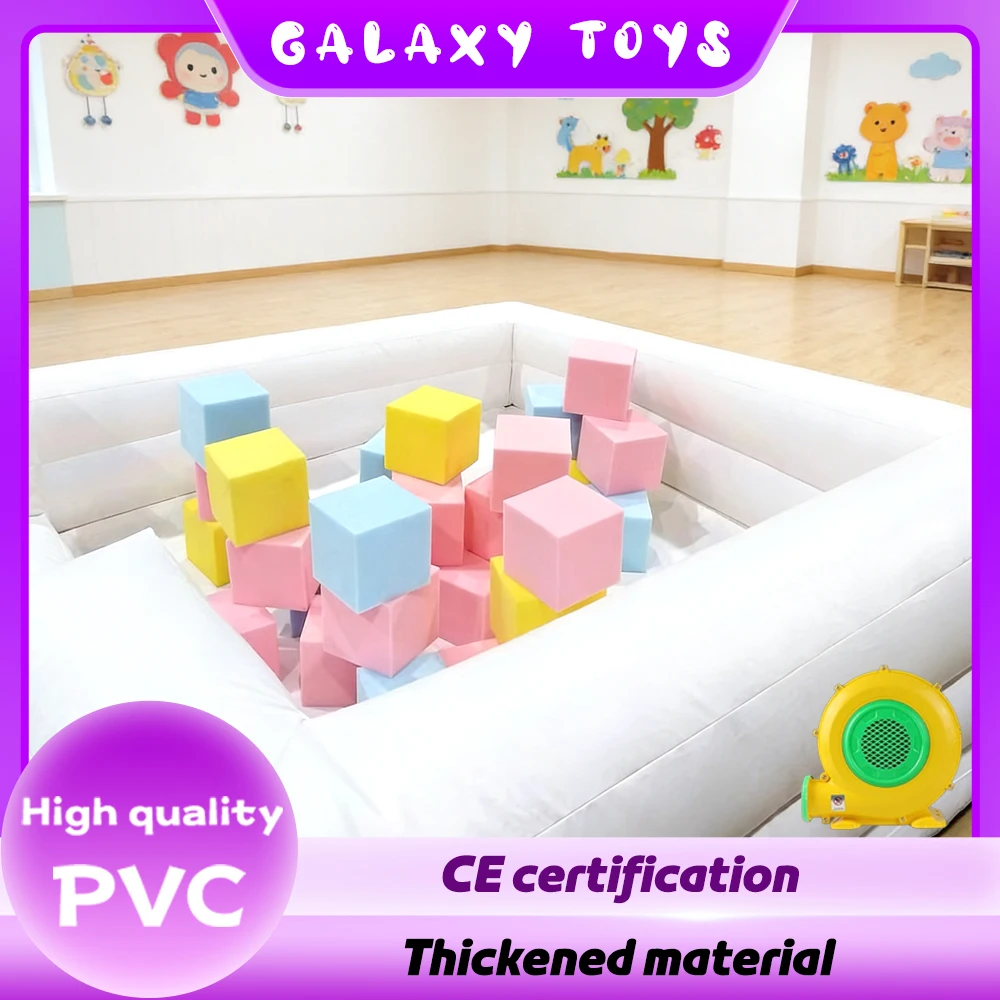 

White Color Foam Pit for Kids Fun Outdoor/Indoor Inflatable Ball Pit Party Soft Play Ball Pool with Along The Side with Blower