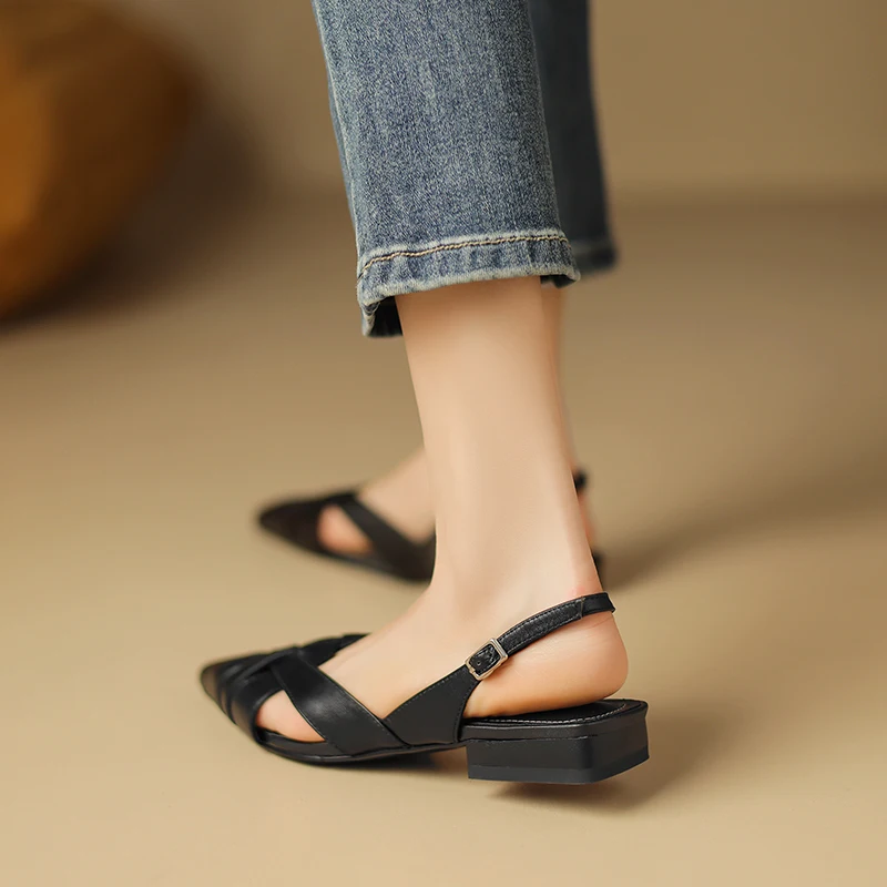 2026 new summer women sandals natural leather plus size 22-25.5cm cowhide+sheepskin+pigskin cross-strap ankle-buckle women shoes - view 4