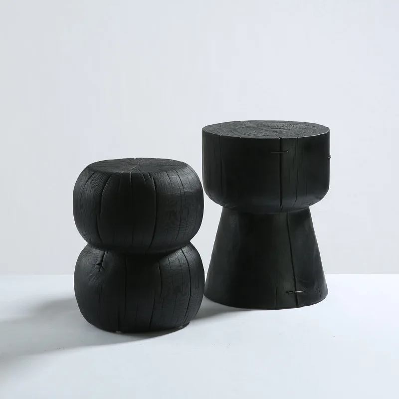 Charcoal-fired solid wood edge few ornaments, stump round Chinese personality B & B hotel corner few simple wooden pier coffee t