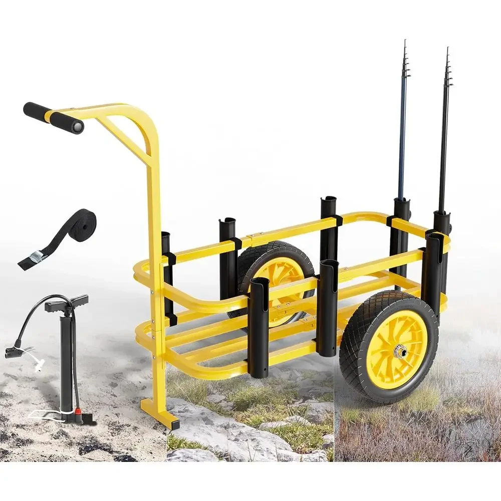 

12-Inch Big No-Flat Tires Beach Cart for 250 lbs Load Capacity