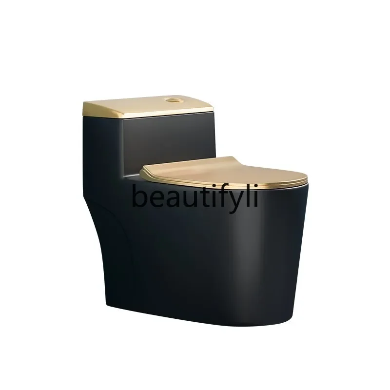Toilet seat toilet home creative personality black and gold super swirl siphon one-piece home hotel engineering decoration