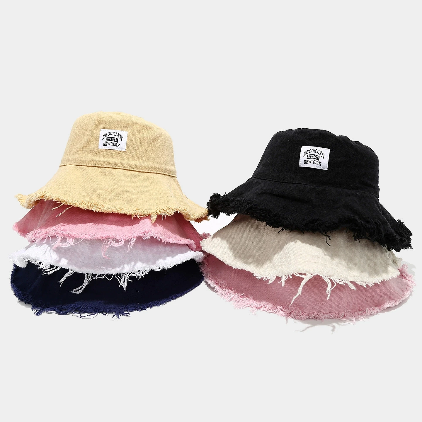 Retro Cotton Fisherman Hat for Women Autumn Vacation Sun Hat With Rough Edges