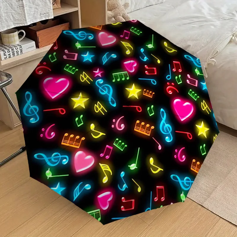 

Складной зонт на музыкальную тематику, модный автоматически открывающийся 8, железные ребрышки, пластиковая ручка, складной солнцезащитный козырек, идеальные рождественские подарки