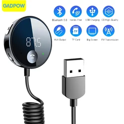 Gadpow Bluetooth 5.0 Car Audio Transmitter Wireless Bluetooth FM Transmitter AUX Audio Receiver MP3 Player Car Kit Handsfree