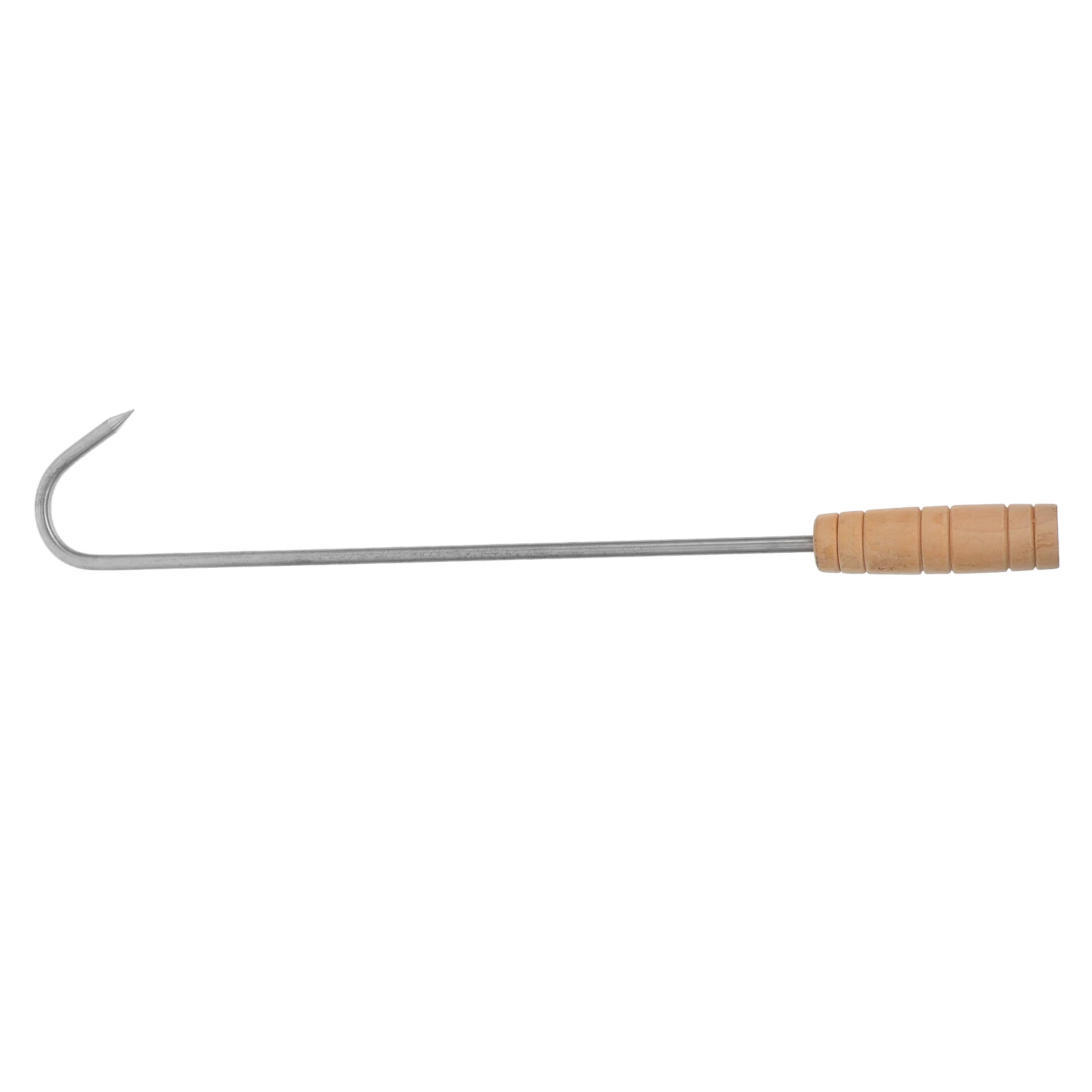

1Pc BBQ Wooden Handle Meat Puller Hook Sturdy Stainless Steel Grilling Tool Outdoor Cooking Equipment for Meats and Vegetables