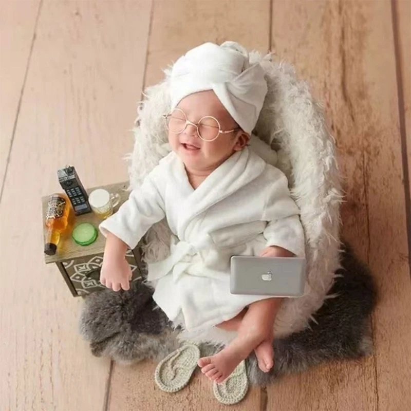 Fotografia recém-nascido adereços roupões de banho menina foto outfit bebê posando traje banho conjunto robe a2ub