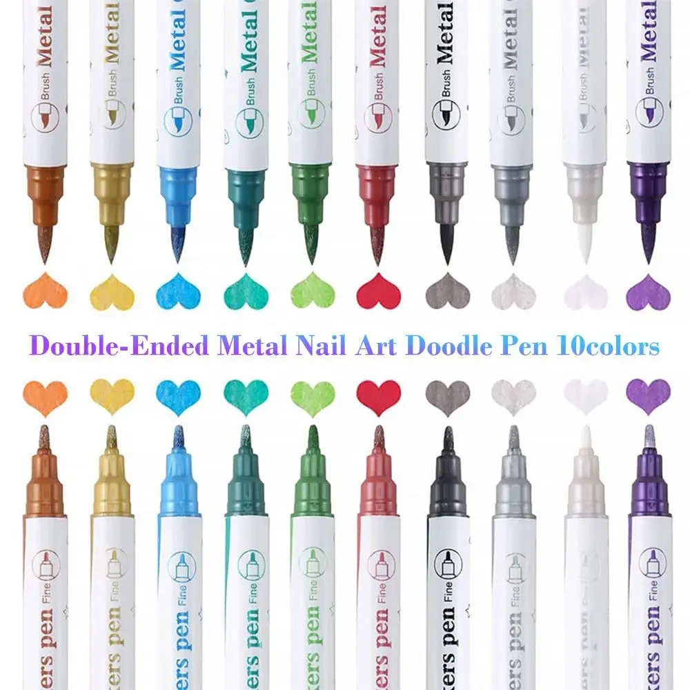 10/12 Colors 10/12 Colors Nails Art Marker Pens Waterproof Quick Dry Nail Art Polish Pens Drawing Painting Manicure Tools