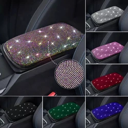 Juste d'accoudoir de voiture en cristal de diamant, coussin de protection de console centrale automatique, coussin brillant avec biscuits, accessoires d'intérieur de voiture