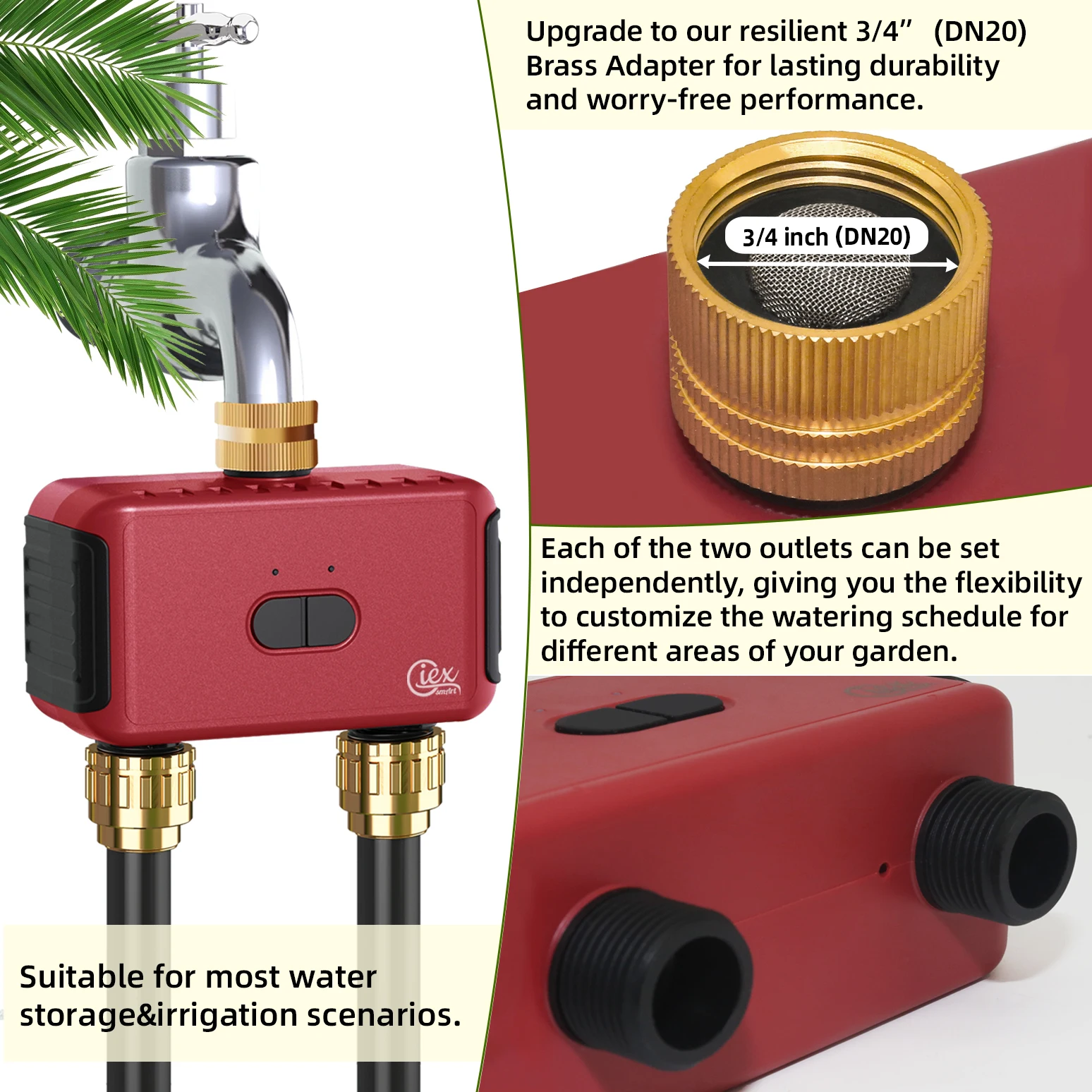 WIFI & ZIGBEE Smart 2 Zone Watering Timer Garden Automatic Irrigation System Drip Sprinkler Controller Valve Smart Life Tuya