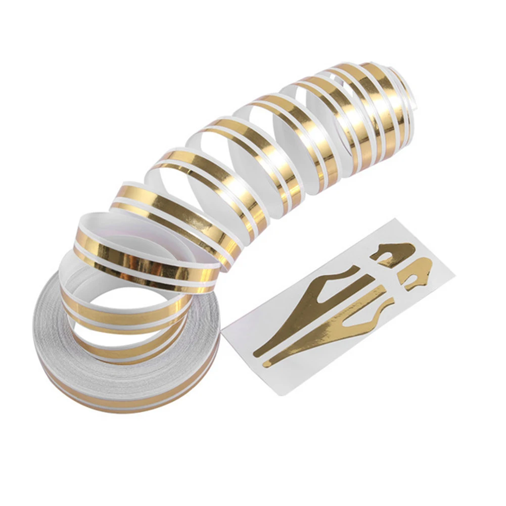 Part Tape Decal Practical Stickers Stripe Tape Vinyl Car Decal Gold PVC Pinstripe 980 1 2cm Accessories Double Line