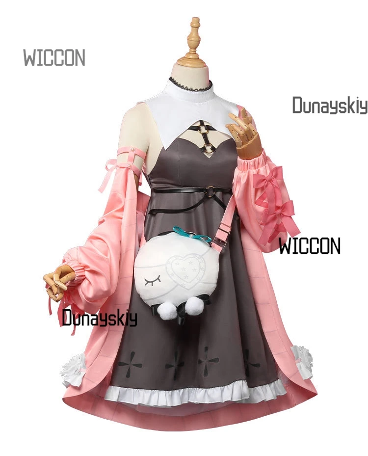 Airi コスプレアニメ VTuber ホロライブ衣装 Aza 姉妹 Airi コートドレスバッグ衣装スーツハロウィンパーティー演劇小道具女性 Gilr