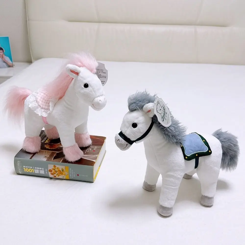 Good Luck Cute Stuffed Animal Horse Soft Kawaii Horse Plush Doll Toys Long Mane Lifelike Cartoon Steed Doll Home Decor