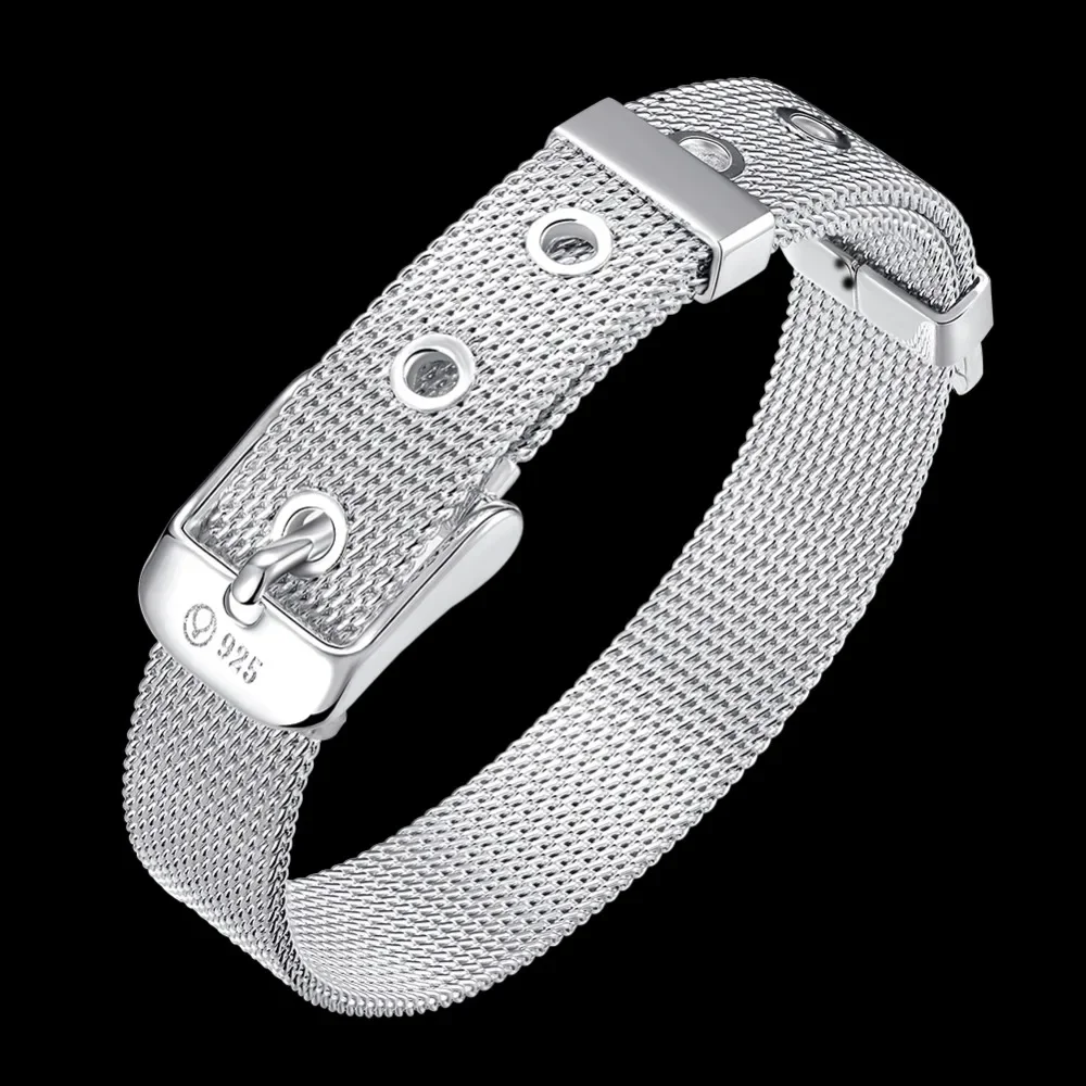 

Zhubobo High Quality 925 Sterling Silver Strap Wrist Cuff Bracelets For Women Men Trendy Jewelry Bracelet