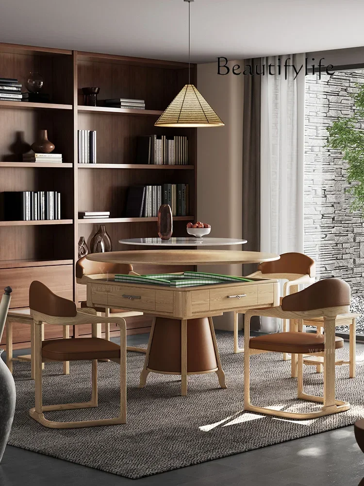 Designer Model Mute Ultra-Thin Rotor Movement Mahjong Machine Dining Table Dual-Use Multi-Functional Ash Wood Automatic