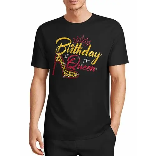 Girls' Birthday Party Sequin Crown High Heels Printed T-Shirt