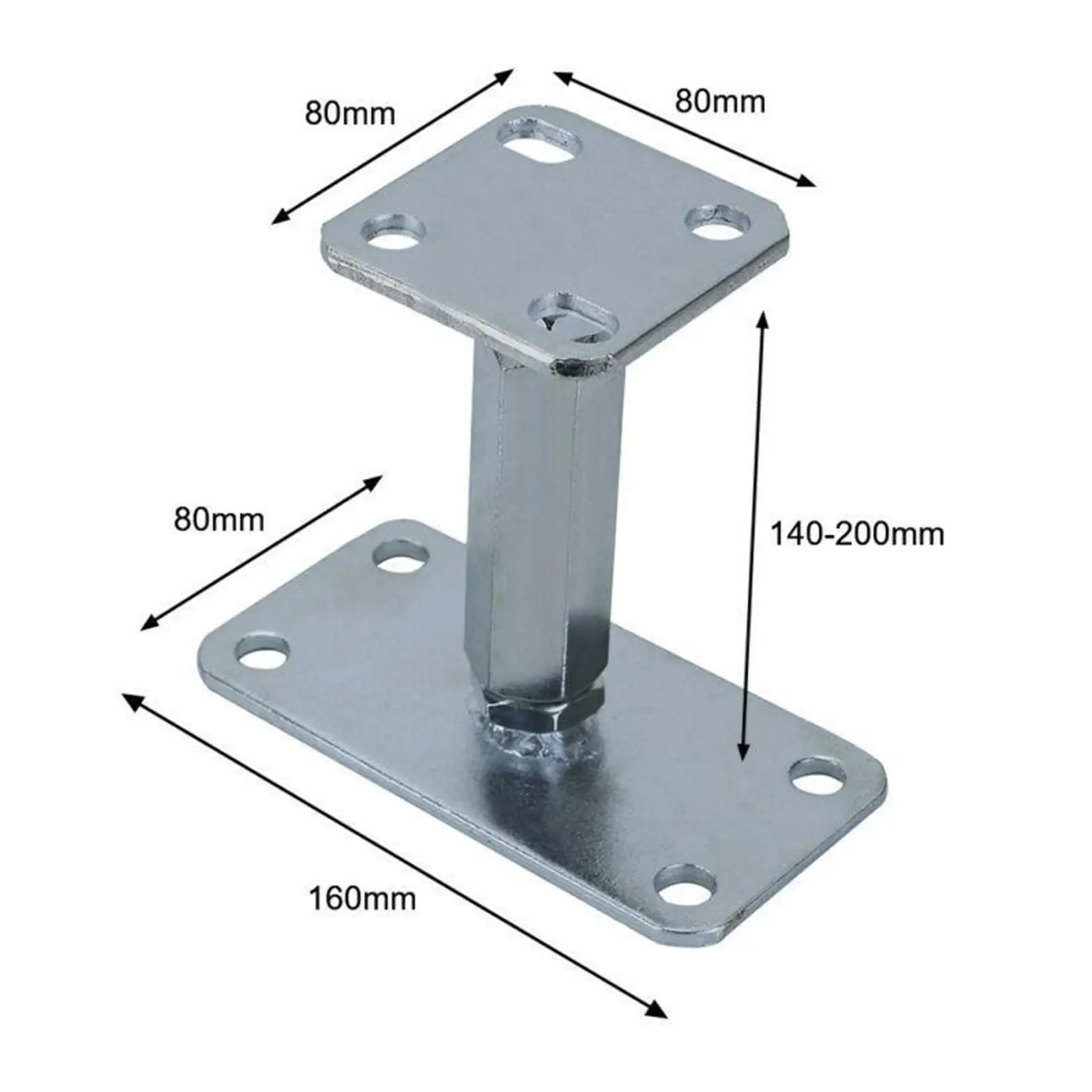 

Adjustable Raised Base Iron Foot Bracket 4 Holes Square Mount