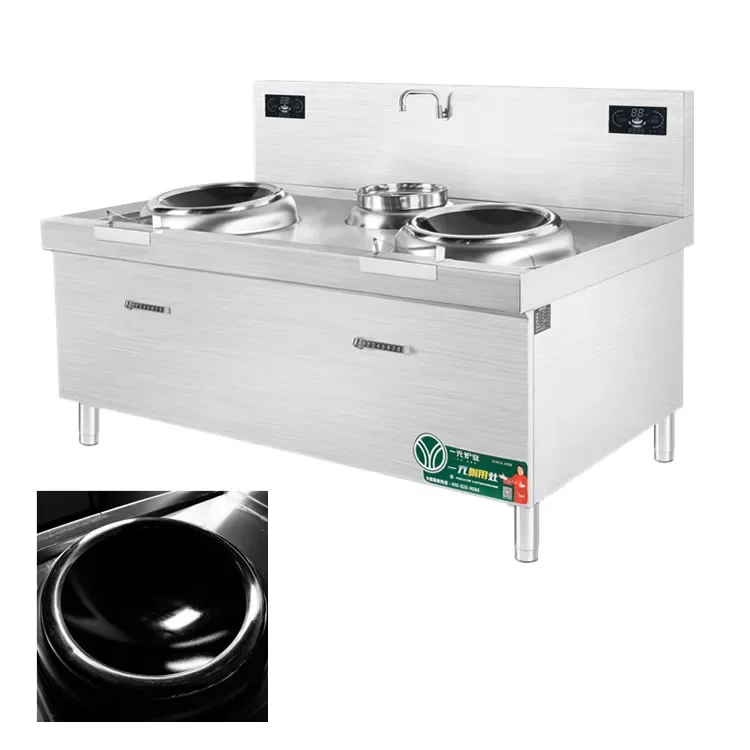 380v 15kW commercial wok range concave 2 burner induction cookers electric cooktop