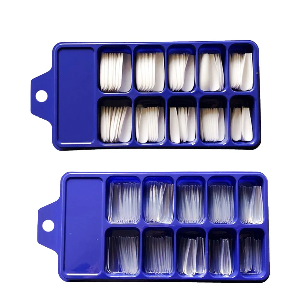 100Pcs Fake Nail Piece White Transparent Long False Nails DIY Nail Art Stickers Manicure Patch Holiday Party Sticky Piece