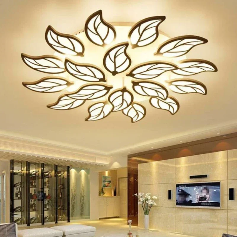 Imagem -03 - Lâmpada do Teto Forma de Folha Luzes Led Moderno Nórdico Simples Personalidade Criativa Iluminação Sala Estar Decoração Lâmpada do Teto Lustre