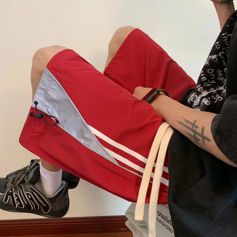 

Мужские баскетбольные шорты American Style Summer Five-Quarter: быстросохнущие, свободные, винтажные, повседневные, спортивные, прямого кроя, со средней посадкой на талии