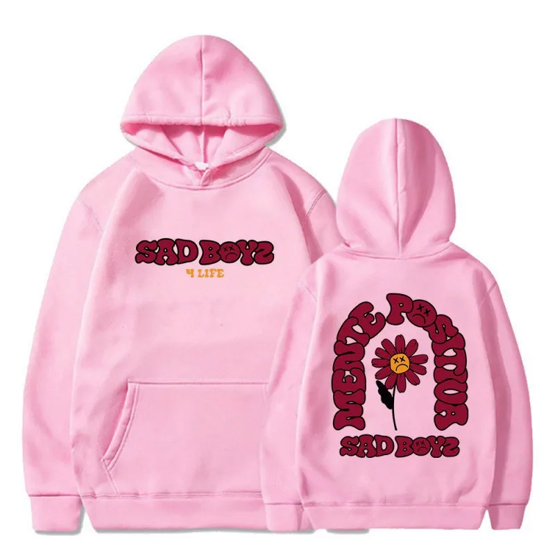 Sudadera con capucha de gran tamaño para hombre y mujer, ropa de calle con estampado de letras SAD BOYZ, ropa de calle con gráfico de Margarita triste, informal, Retro, de lana suave, 2026
