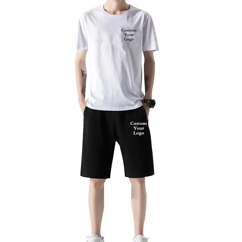 Men Custom Logo Fashion Soft Comfortable Breathable Summer Suit High Quality T Shirts + Shorts Suit Sports Jogging Set