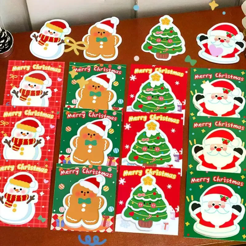 5Pcs Christmas Santa Claus Snowman Tree Shaped Sticky Notes Cartoon School Supplies Kawaii Memo Pad Students Stationary Gifts