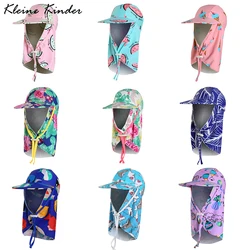 Children's Beach Cap Neck Cover UPF50 Kids Bucket Hat Summer Boys Girls Seaside Travel Outdoor Casual Sunscreen Swim Flap Hats