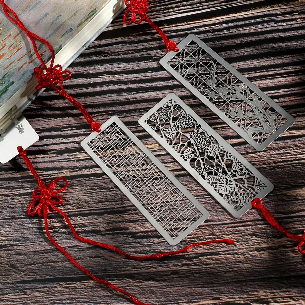 Creative Hollow School Kids Students Gift Metal Bookmarks Stainless Steel Bookmarks Red Knot