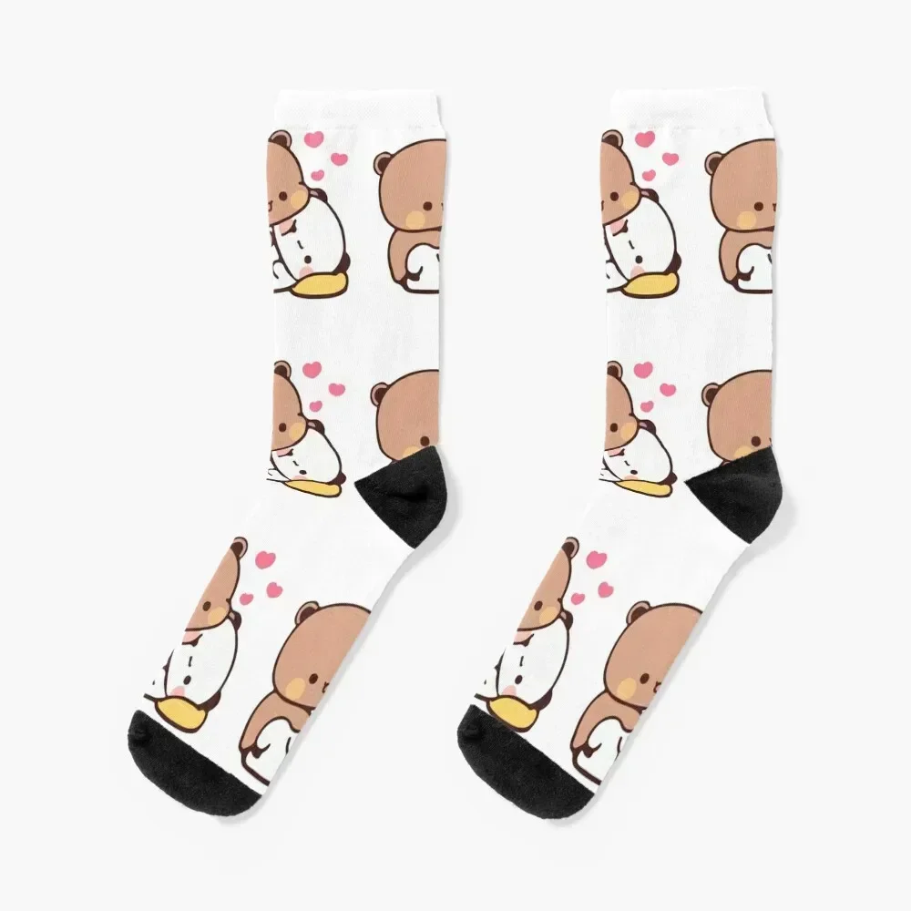 

Panda And Brownie Bear Couple Socks christmas stocking Argentina Running retro Designer Man Socks Women's