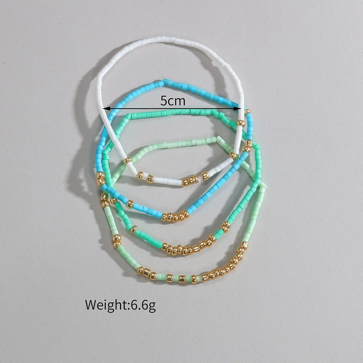 4-teiliges Boho-Armband-Set mit Stretch-Armbändern und Perlen für Damen, goldfarbene, elastische Kette, handgefertigtes Armband, Damen-Sommer-Urlaubs-Schmuck – Detail 1