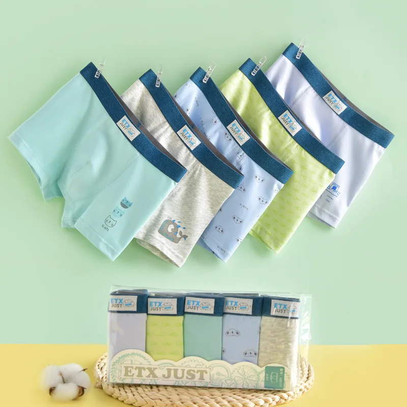 5pcs/pack Kids Boys Briefs Assorted Colors Children Underwear 95% Cotton 5% Spandex 4-12Y Teenage Comfortable Underpants