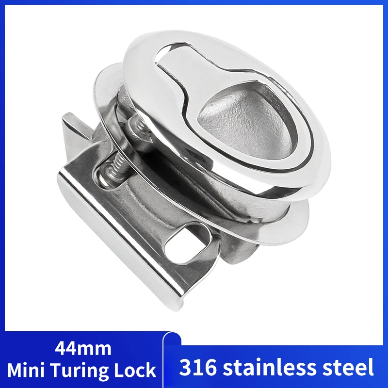 44mm Small Flush Pull Slam Latch Lift Turning Lock Flush Mount for Boat Deck Hatch RV Yacht Marine Hardware