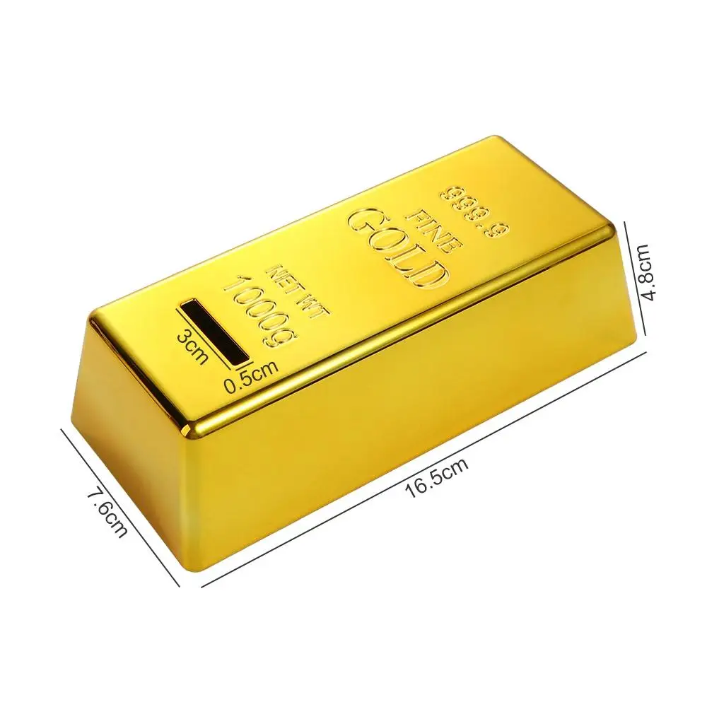 بنك عملات معدنية من السبائك الذهبية الصناعية ، بنك أصبع بلاستيكي محاكاة إبداعية ، طوب ذهبي مزخرف فريد ، 1 *