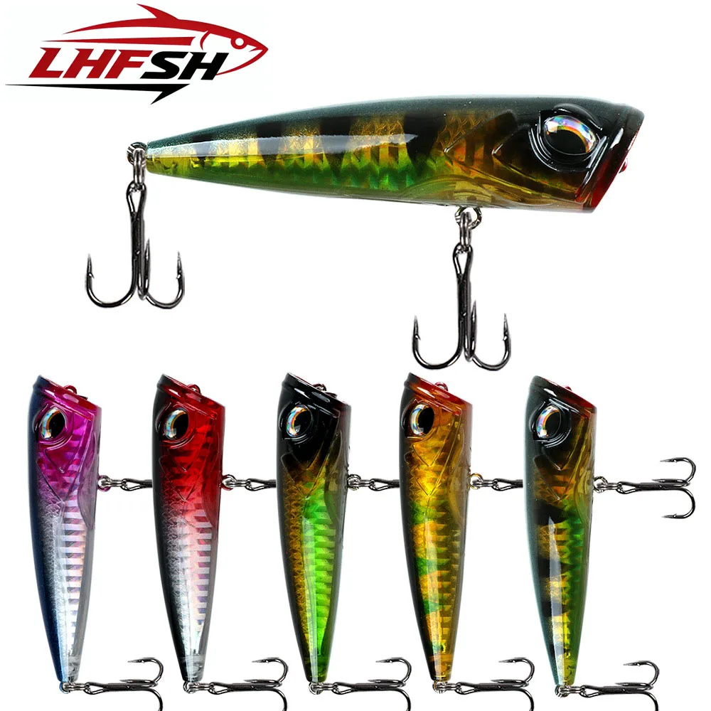 LHFSH 8cm14g Popper Topwater Hard Bait Schwimmender Kunstköder mit scharfem Dreifachhaken für Salzwasser- und Süßwasser-Angelausrüstung.