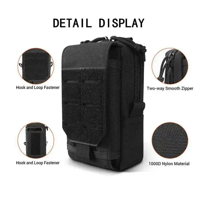 Molle Waist Pouch Outdoor Mobile Phone EDC Tactical Hunting Accessories Bag Vest Pack Cell Phone Working Tools Holder