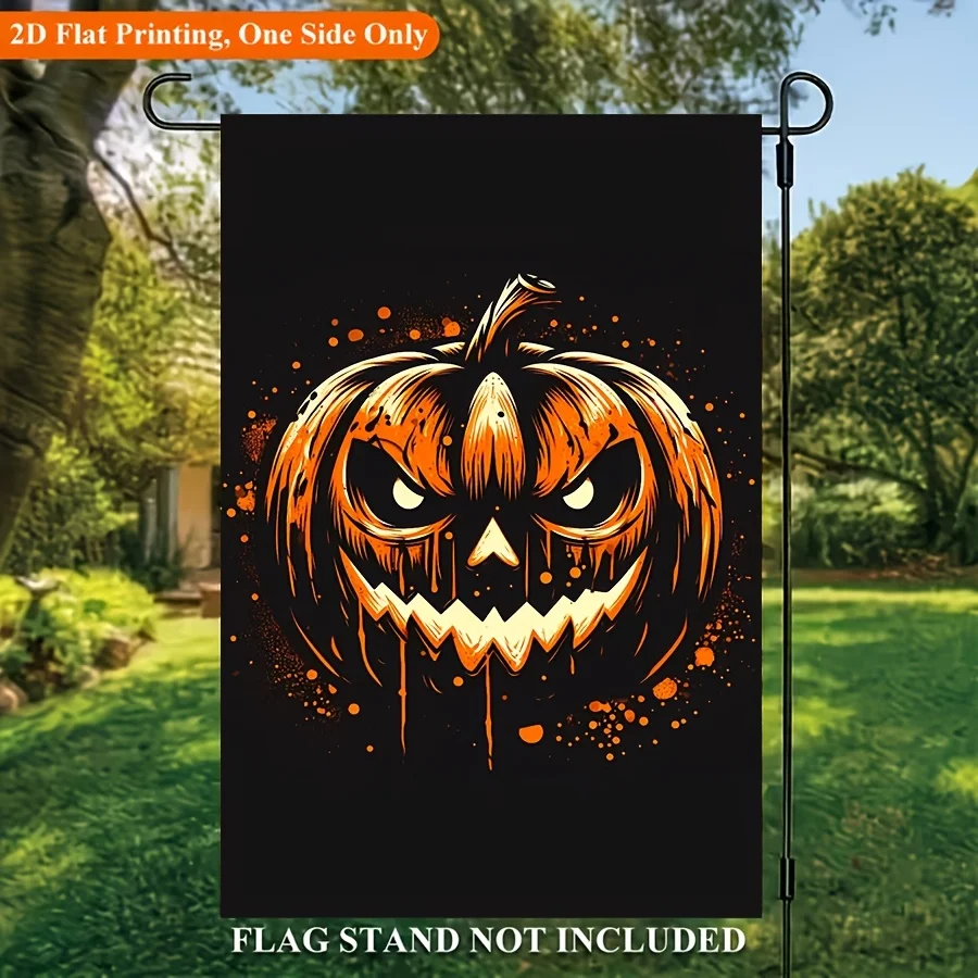 2D Flat - 2D Flat - 2D 1pc 2D Print Garden Flag 12 X 18In Halloween Pumpkin Head Garden Flag Peach Skin Double-Sided Welcome Flag Is Very Suitable for Outdoor Decoration of Gardens, Lawns, Courtyards, Homes, Outdoors, And Beaches