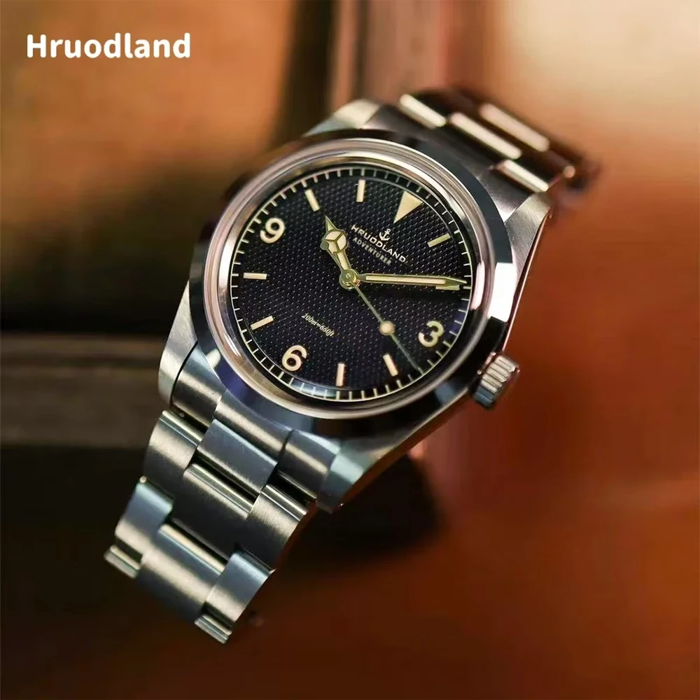 Hruodland 2025 nuovo 36MM orologio meccanico automatico da uomo NH38 zaffiro luminoso in acciaio inossidabile impermeabile 20Barreloj hombre
