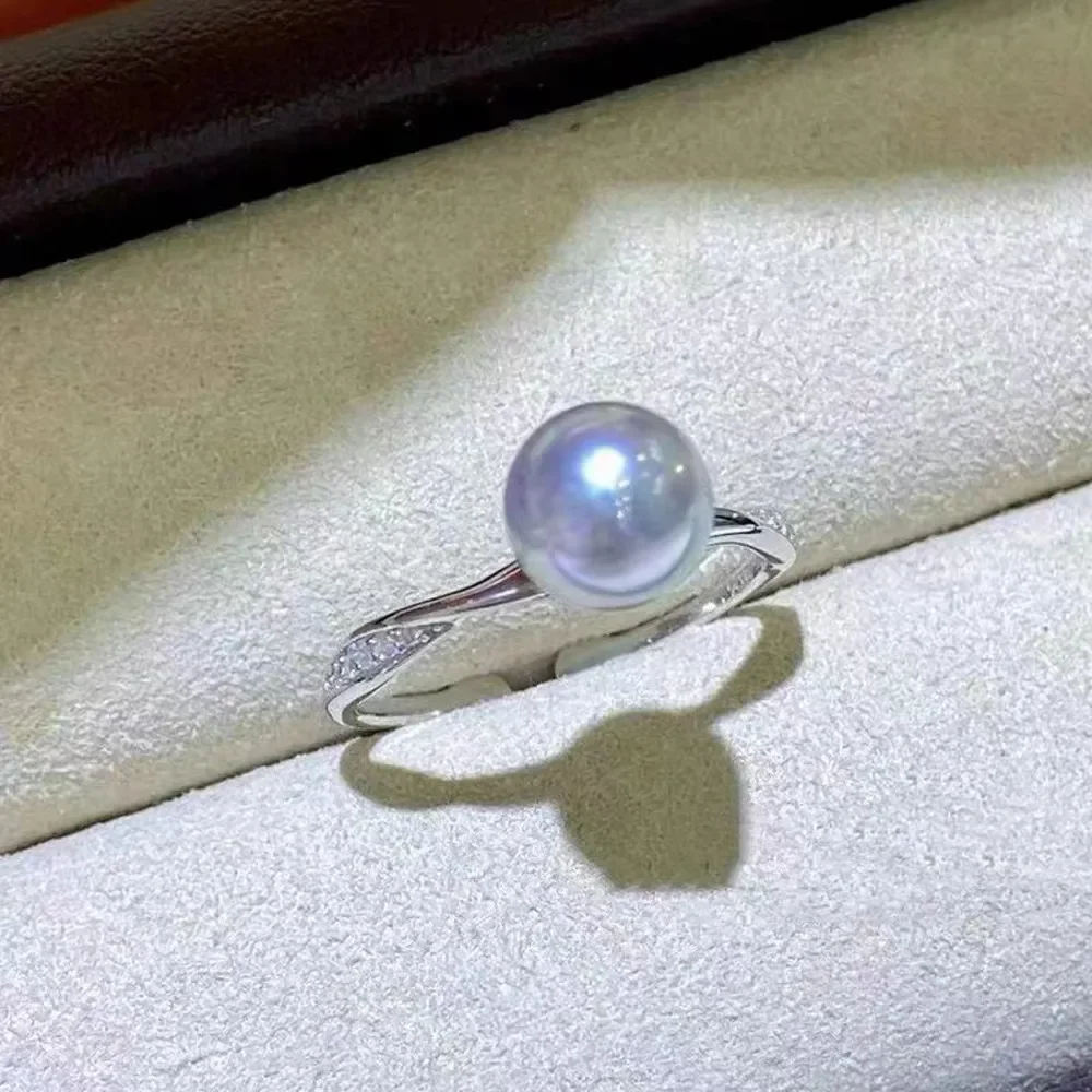 

Solid S925 Sterling Silver Pearl Ring Setting For Women DIY Handmade Adjustable Ring Material Fine Jewelry Accessories SJ006