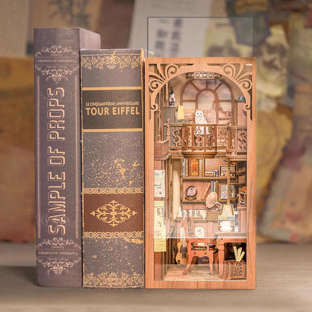 Cutebeee Holiday Hot Sell 3D Wooden Puzzle Various Styles Handmade Book Nook Kit With Dust Cover
