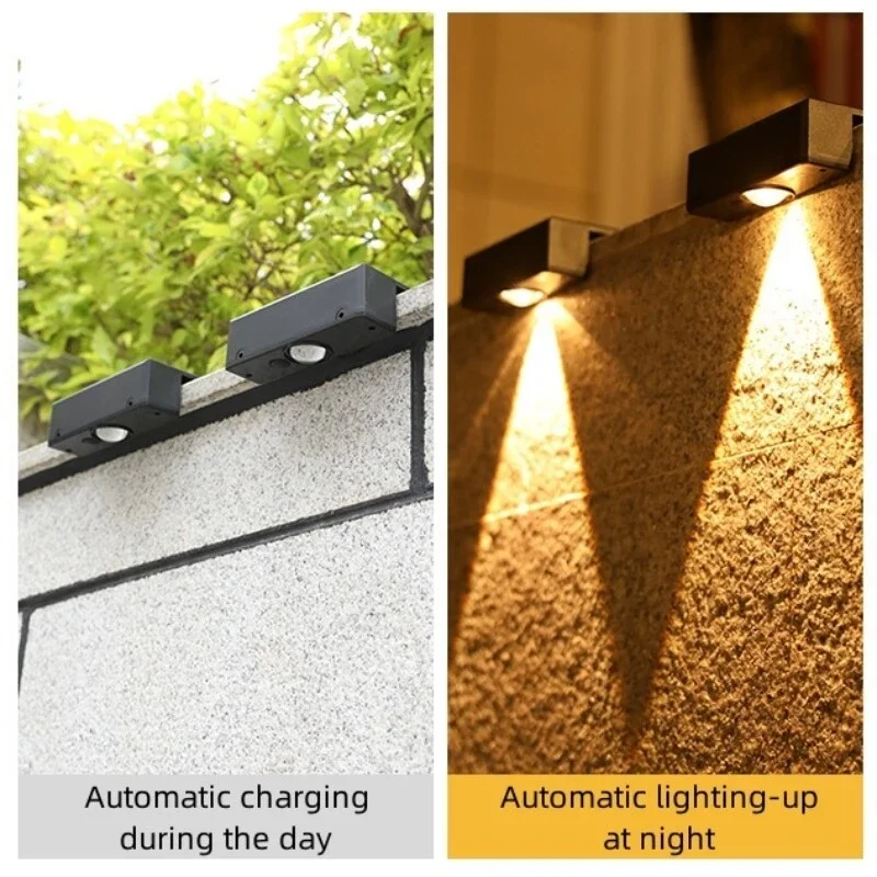 Solar Fence Lights Bright LED Lens Outdoor Waterproof Solar Wall Lights Dusk To Dawn Solar Deck Lights for Backyard Patio Porch