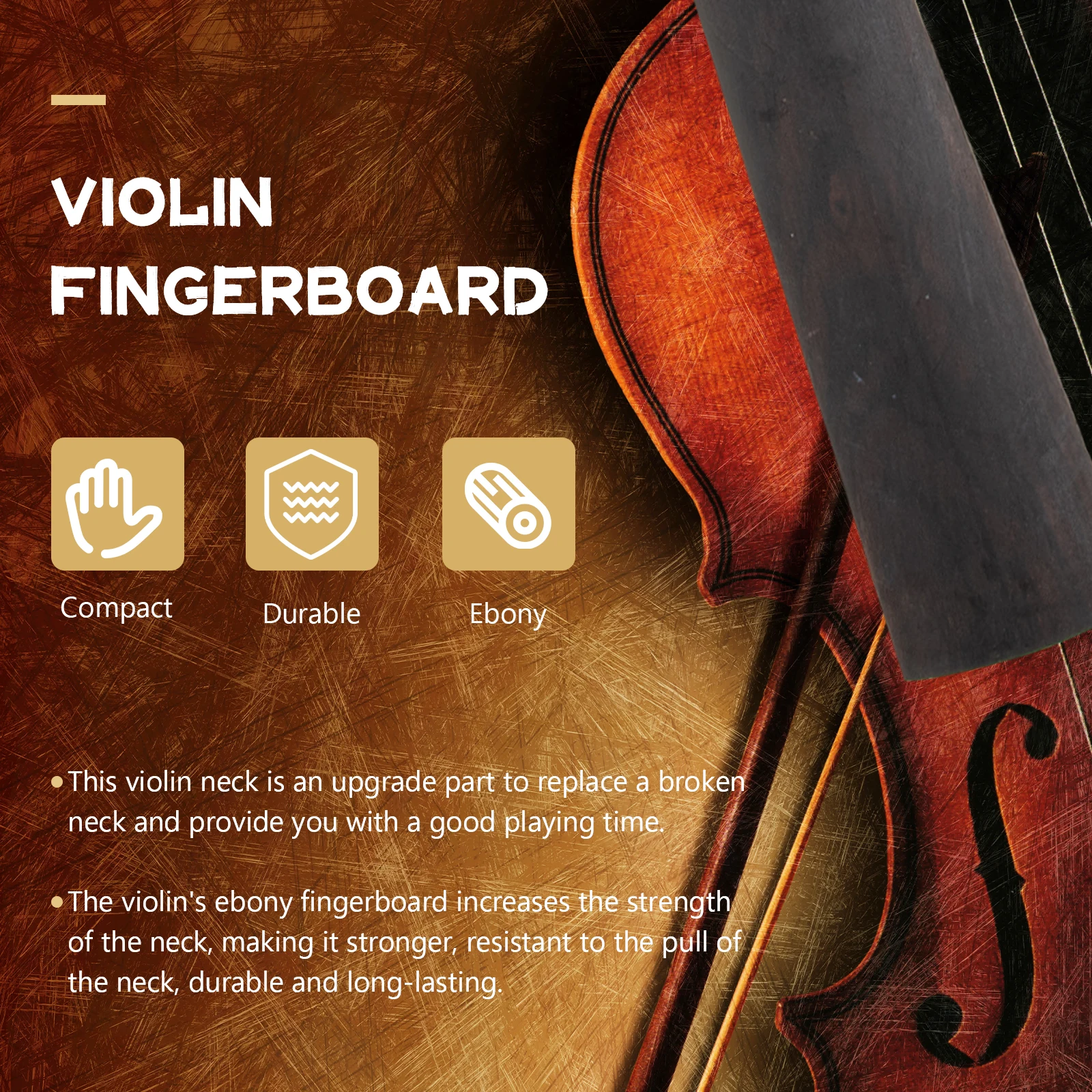

1 Set Neck Head Fingerboard 4/4 Replacement Premium Wooden Durable Smooth Surface Easy Install Violin Accessory Folk Violin