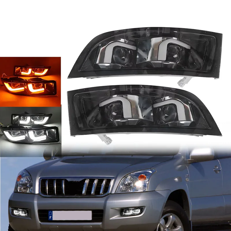 

LED Daytime Running Light DRL for Toyota Land Cruiser Prado FJ120 LC120 2003-2009 Front Bumper Fog Lamp Streamer Turn Signals