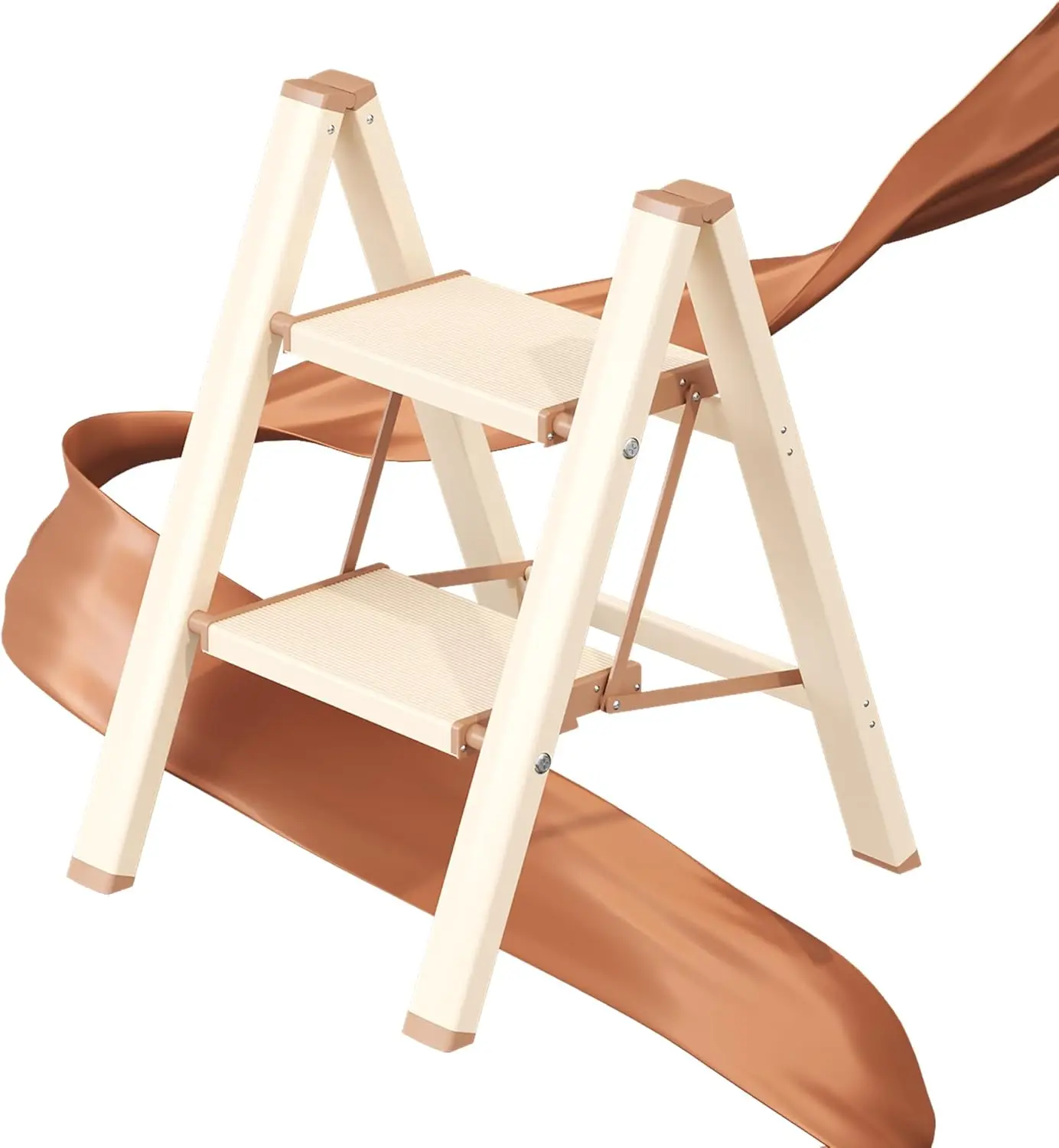 

2 Step Ladder, Folding Step Stool With Wider Pedal, Anti-Slip Feet & Non Slip Stripes, Aluminum Sturdy Material, 300Lbs Acity,