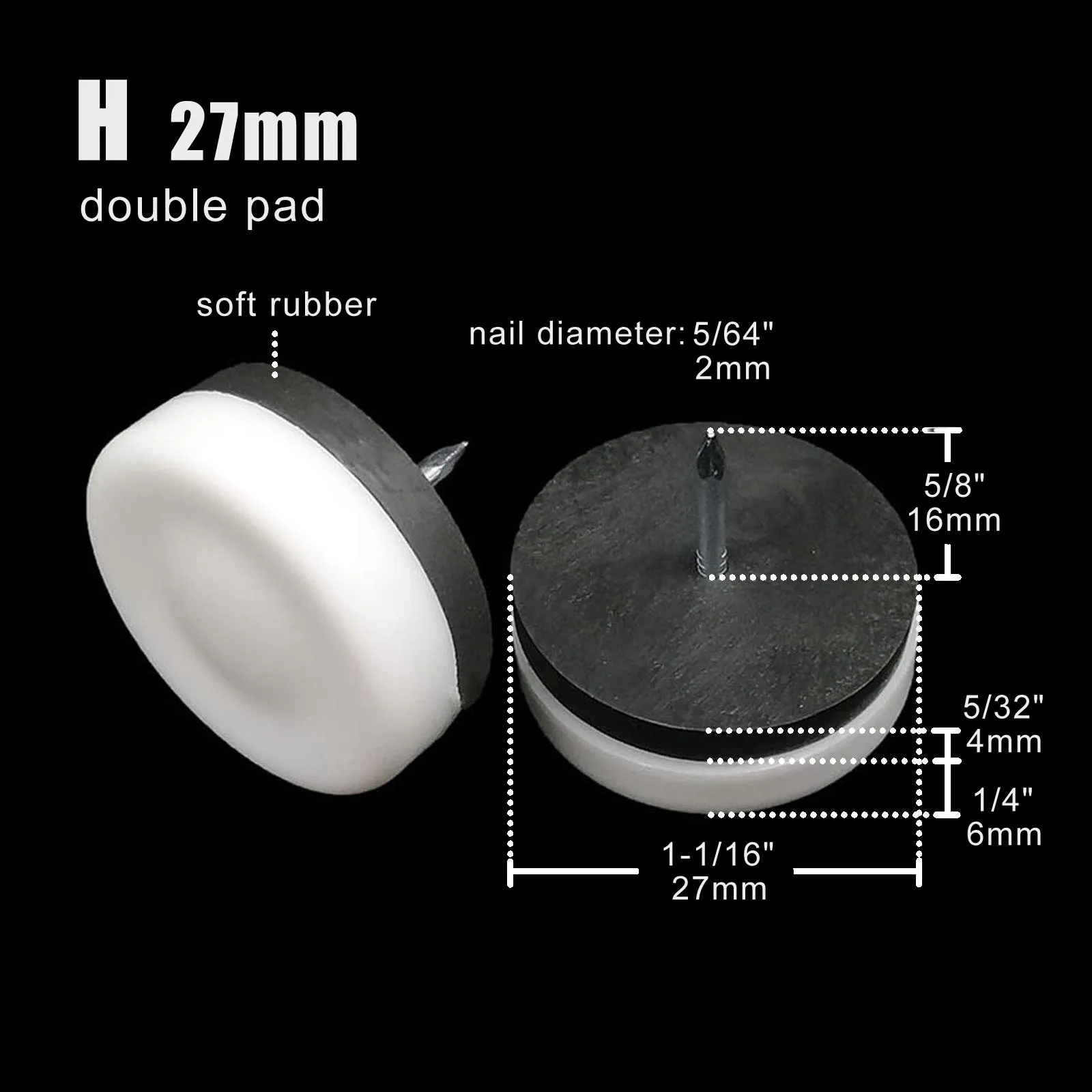 4/32 Stück Möbel Stuhl Tischbein unten Füße Glide Slide Decke Holzbodenschutz stumm kein Lärm Nagel auf 16/20/24/28/30 mm – Detail 8